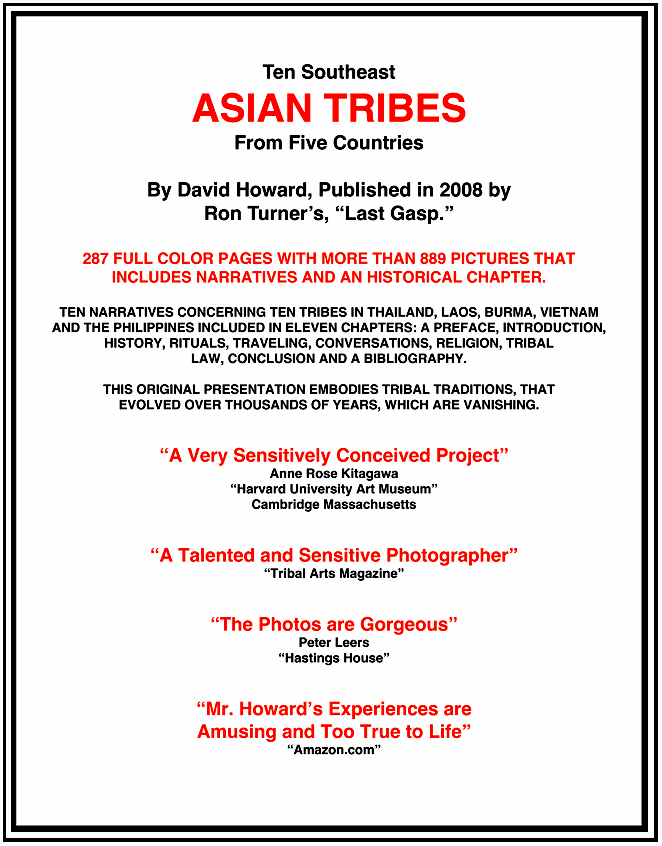 David E. T. Howard Photographer Artist Ten Southeast Asian Tribes from Five Countries David E. T. Howard Photographer Artist