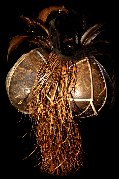 3 HANGING DAYAK HUMAN TROPHY SKULLS