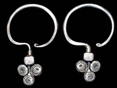 LAOTIAN HILL TRIBE SILVER EARRINGS DAVID HOWARD TRIBAL ART