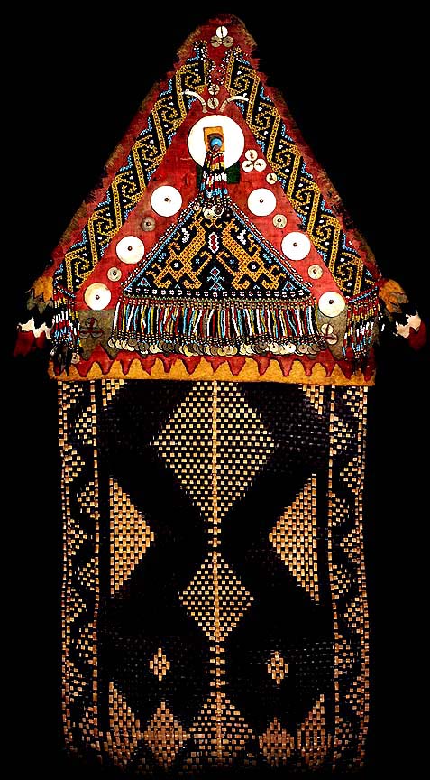 IBAN DAYAK CHIEFS WOVEN BEADED THROWN COVER DAVID HOWARD TRIBAL ART