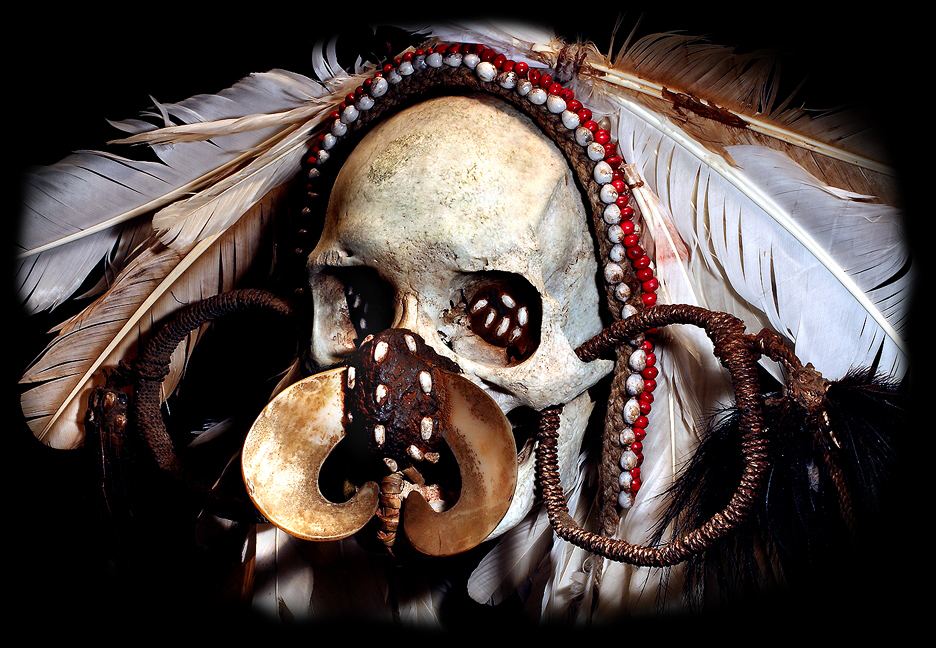 ASMAT HUMAN SKULL CANNIBAL TRIBE INDONESIA