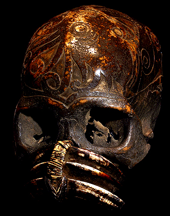 DAYAK CARVED AUTHENTIC HUMAN SKULL