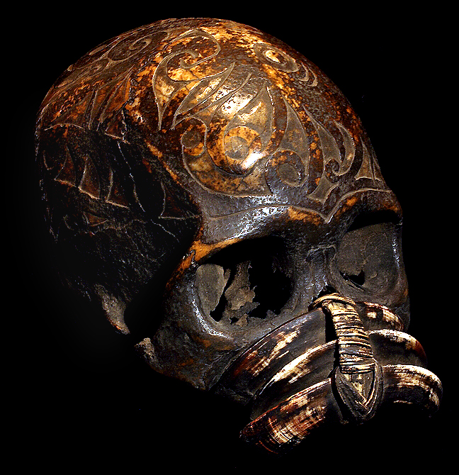 HAND CARVED DAYAK HUMAN TROPHY SKULL