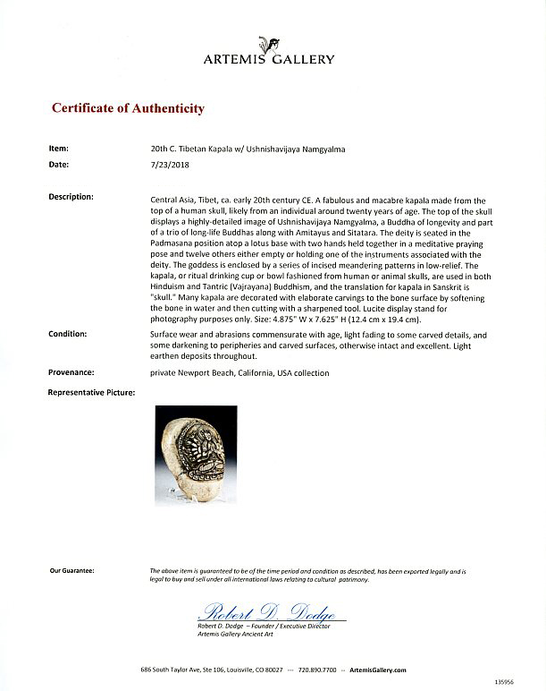 Kapala Certificate of Authenticity David Howard Tribal Art