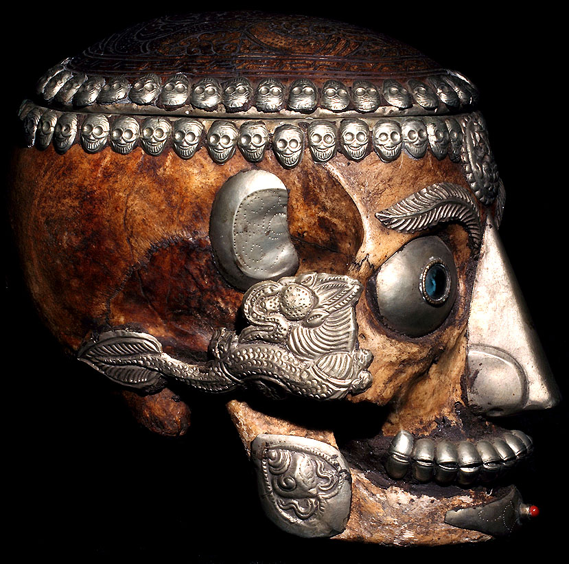 NEPAL KAPALA SILVER HUMAN SKULL CAP